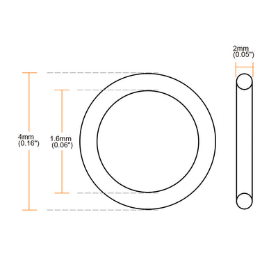 Harfington Uxcell 50pcs 4mmx1.2mm Nitrile Butadiene Rubber O Ring Oil Sealing Ring Gasket Black