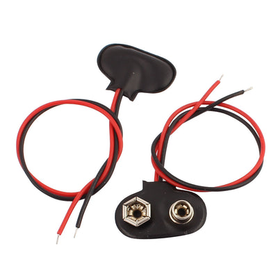 Harfington Uxcell 10Pcs 2-Wire Soft Faux Leather T Type 9V 9 Volt Battery Clip Connector