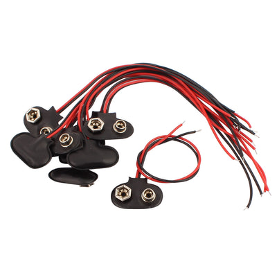 uxcell Uxcell 10Pcs 2-Wire Soft Faux Leather T Type 9V 9 Volt Battery Clip Connector