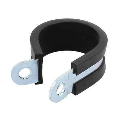Harfington Uxcell 30mm Diameter Rubber Lined R Shaped Zinc Plated Hose Pipe Clips Clamp Cable