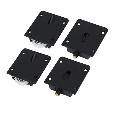 Harfington Uxcell Chest Wardrobe Rectangle Plate Component Sliding Roller Black 8 Sets