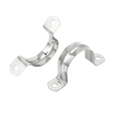 Harfington Uxcell M42 304 Stainless Steel Two Hole Pipe Straps Tension Tube Clip Clamp 8PCS