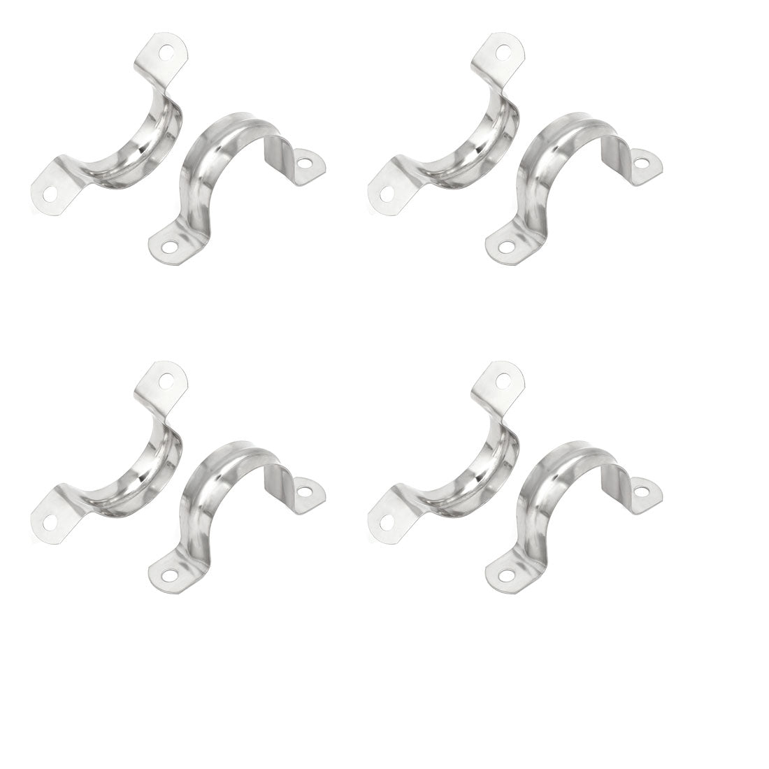 uxcell Uxcell M42 304 Stainless Steel Two Hole Pipe Straps Tension Tube Clip Clamp 8PCS