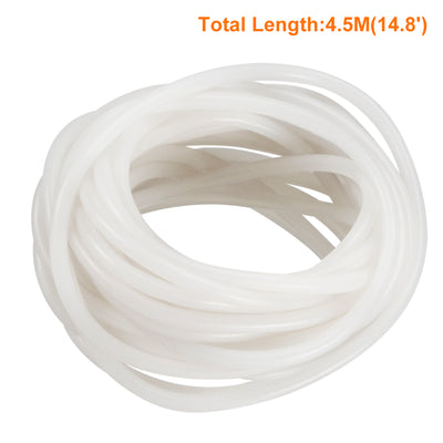 Harfington Uxcell Silicone Tube 8mm ID X 12mm OD 14.8' Flexible Silicone Rubber Tubing Water Air Hose Pipe Translucent for Pump Transfer