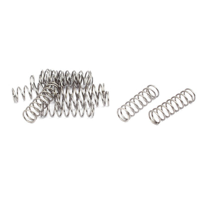 Harfington 0.6mmx6mmx20mm 304 Stainless Steel Compression Springs Silver Tone 10pcs