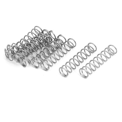 Harfington 0.7mmx7mmx30mm 304 Stainless Steel Compression Springs 10pcs