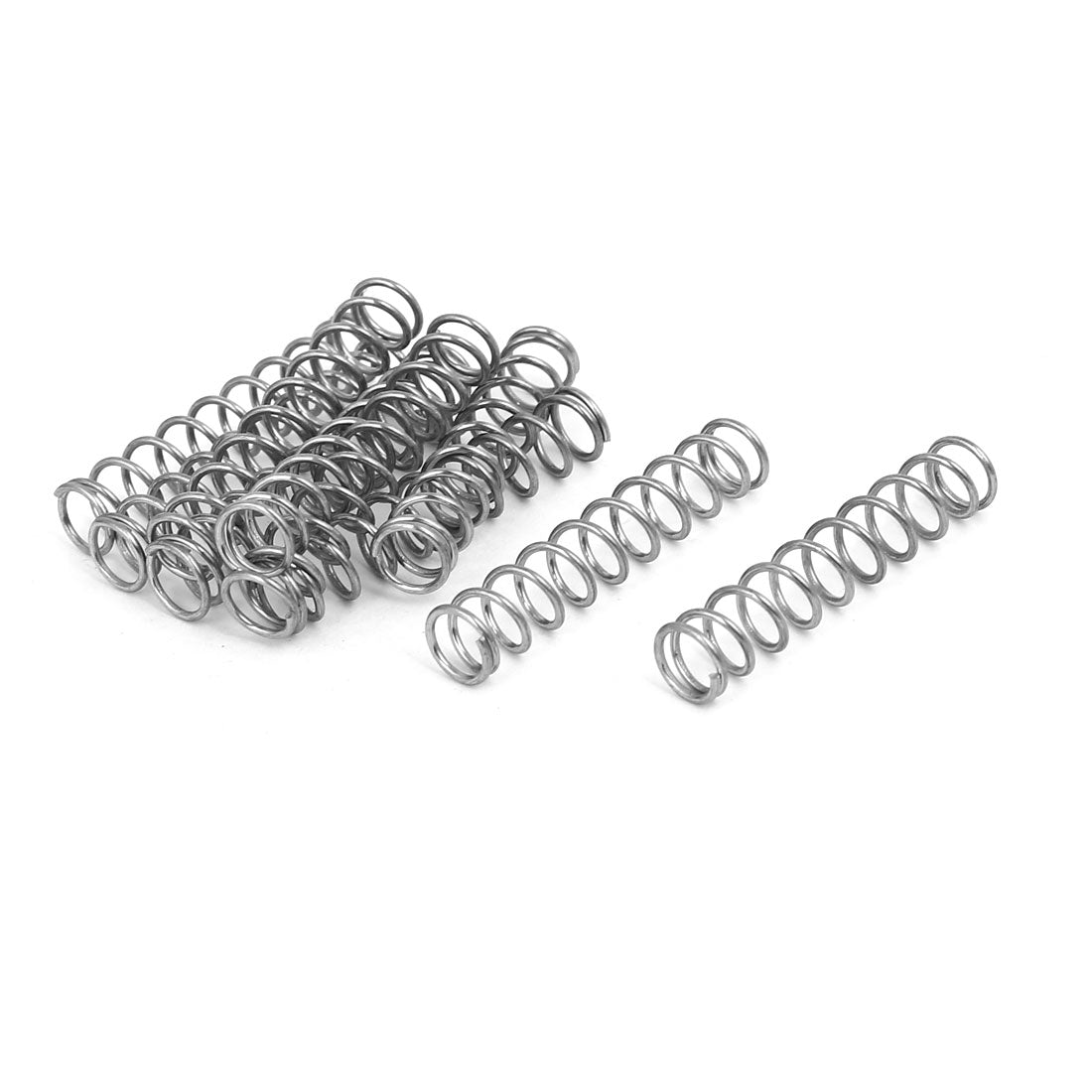Harfington 0.8mmx7mmx35mm 304 Stainless Steel Compression Springs Silver Tone 10pcs