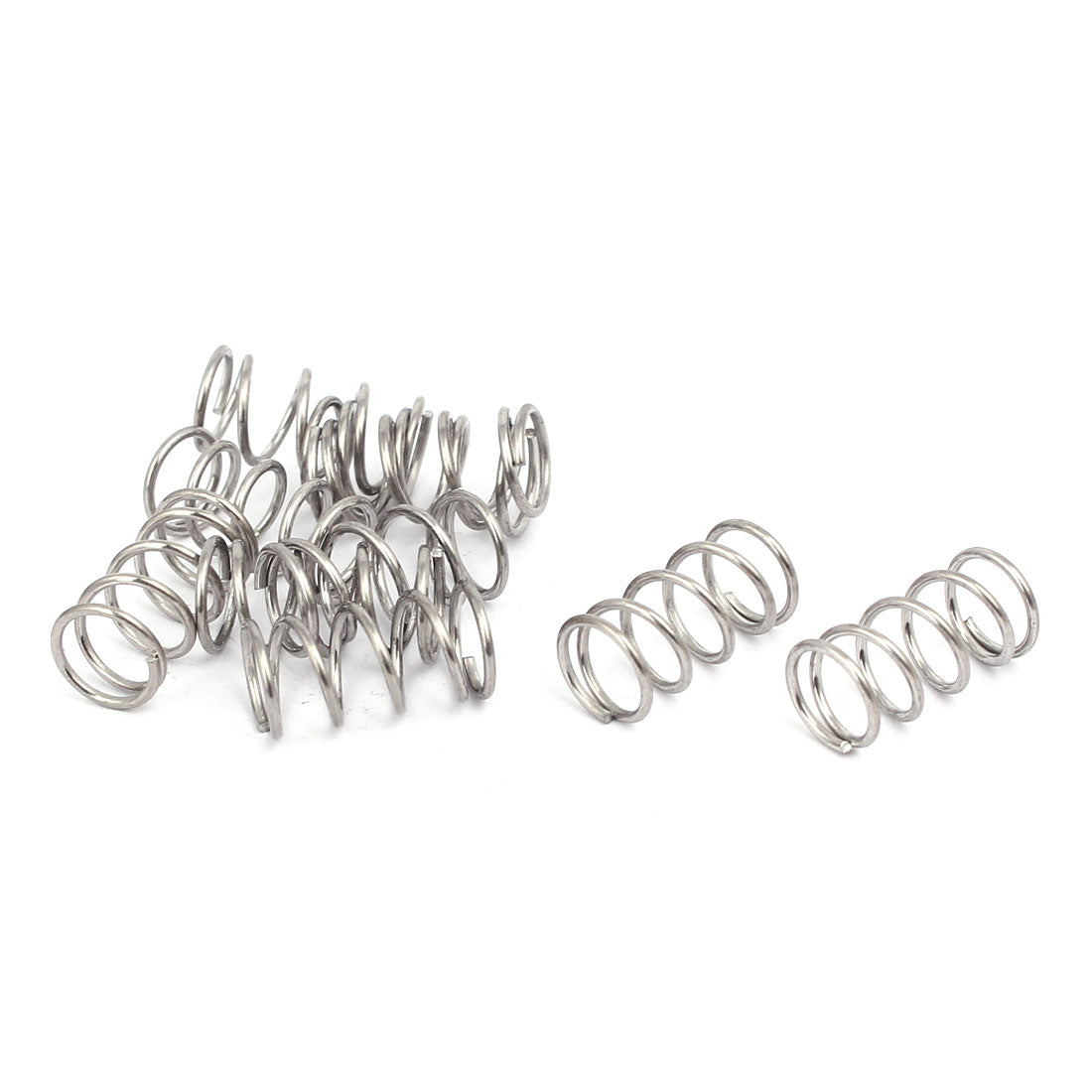 Harfington 0.8mmx8mmx15mm 304 Stainless Steel Compression Springs Silver Tone 10pcs