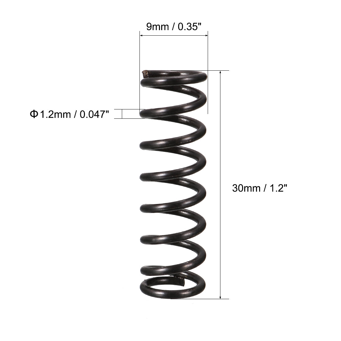uxcell Uxcell Compression Spring 1.2mm Wire Dia,9mm OD,30mm Free Length,Black,10Pcs