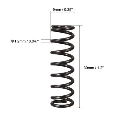Harfington Uxcell Compression Spring 1.2mm Wire Dia,9mm OD,30mm Free Length,Black,10Pcs