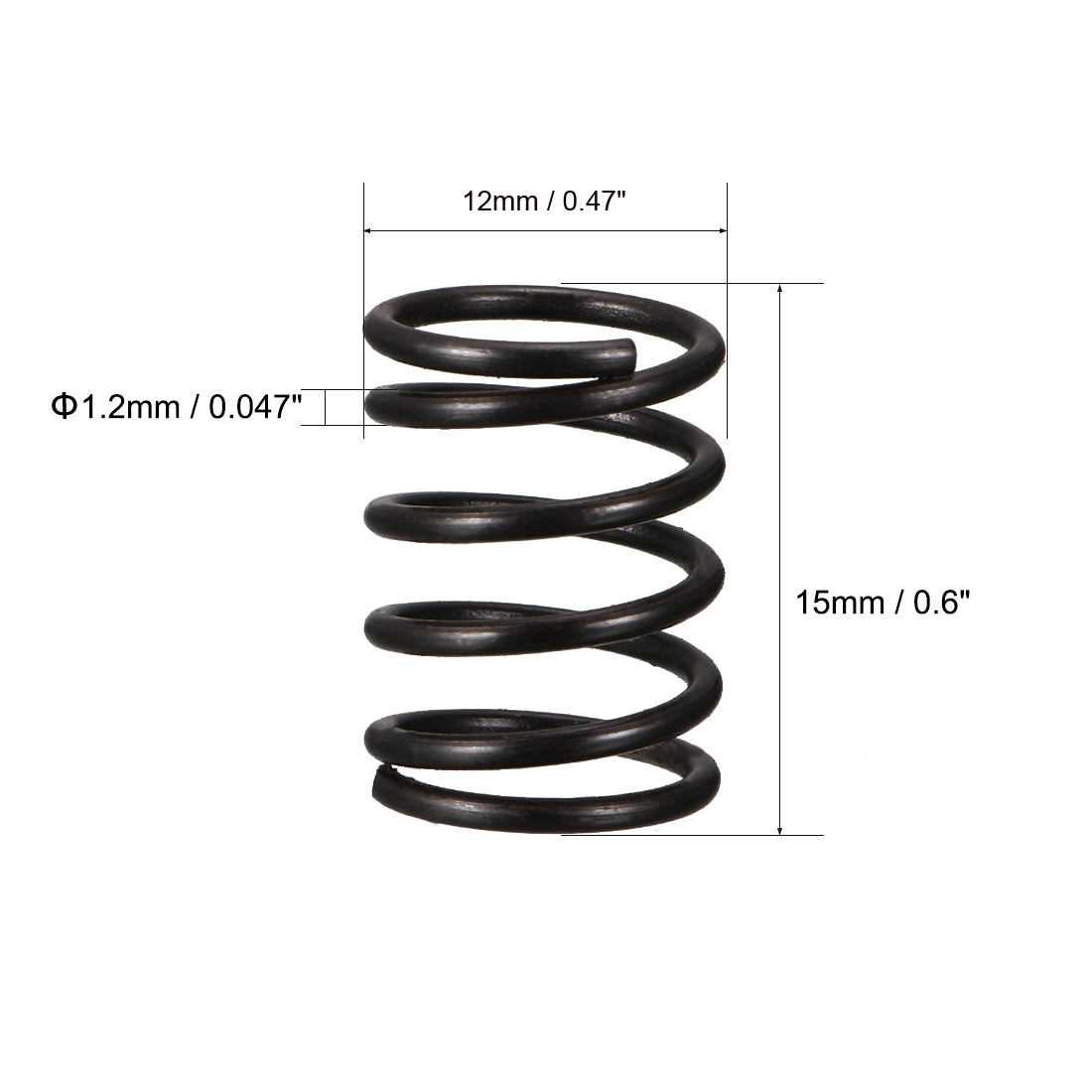 uxcell Uxcell Compression Spring 1.2mm Wire Dia,12mm OD,15mm Free Length,Black,10Pcs