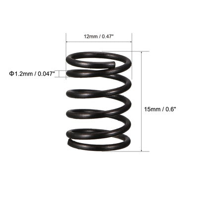 Harfington Uxcell Compression Spring 1.2mm Wire Dia,12mm OD,15mm Free Length,Black,10Pcs