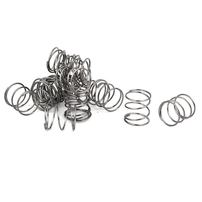 Harfington 0.8mmx14mmx15mm 304 Stainless Steel Compression Springs Silver Tone 20pcs