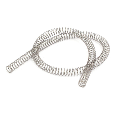 Harfington 0.6mmx6mmx305mm 304 Stainless Steel Compression Spring Silver Tone