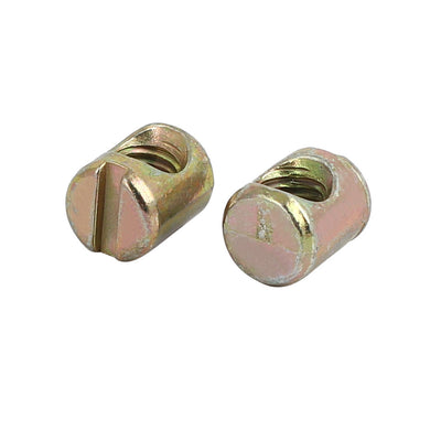 Harfington Uxcell M5x10mm Yellow Zinc Plated Slotted Barrel Nuts 20pcs