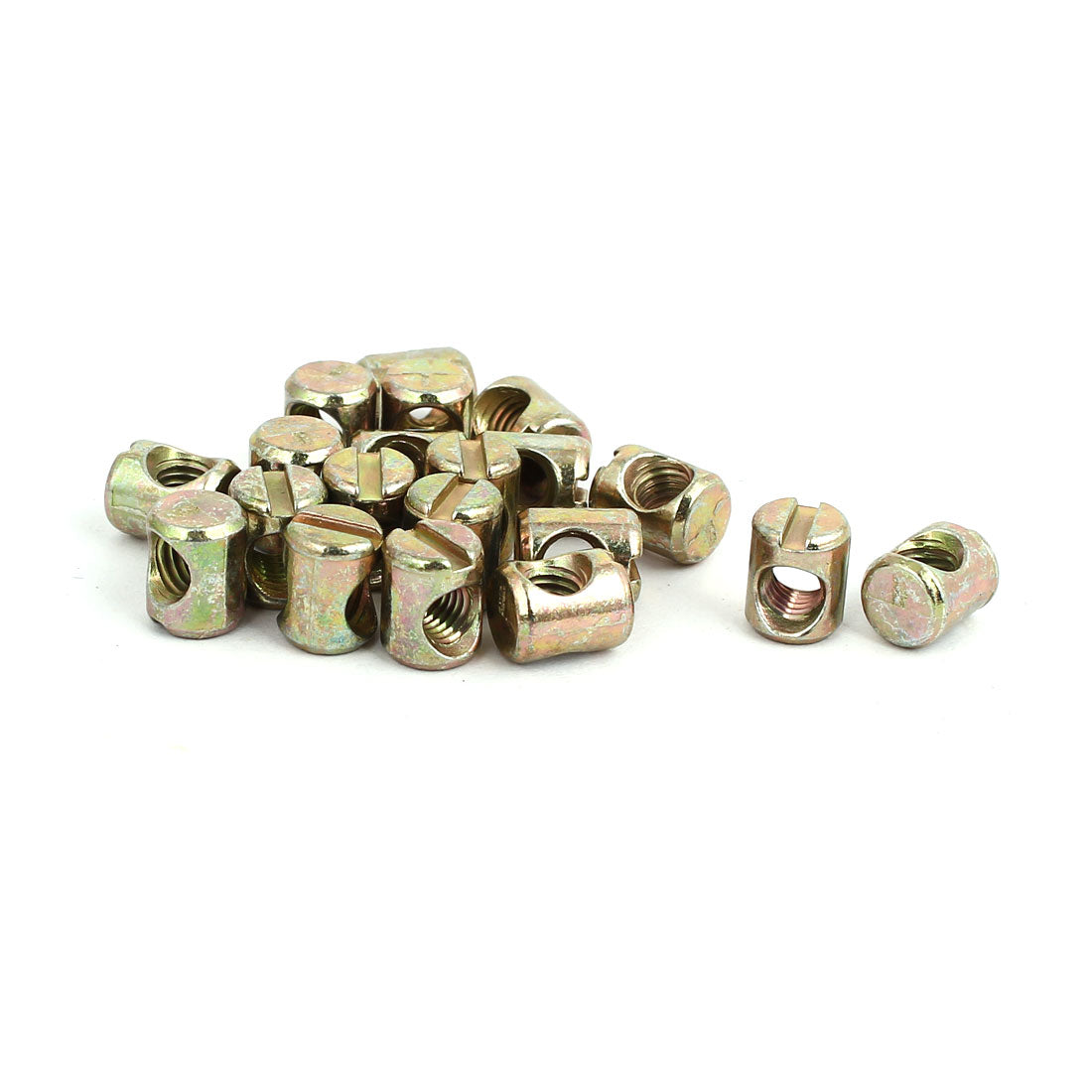 uxcell Uxcell M5x10mm Yellow Zinc Plated Slotted Barrel Nuts 20pcs