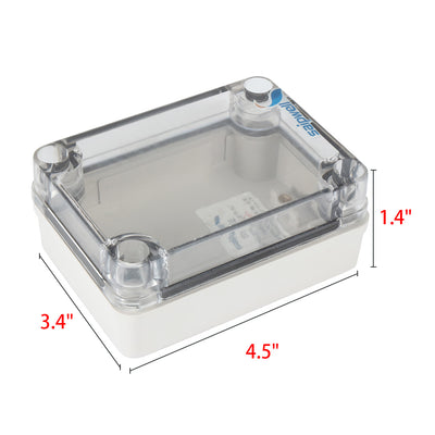 Harfington 3.2"x4.3"x1.8"(80mmx110mmx45mm) ABS Junction Box Universal Project Enclosure w PC Transparent Cover