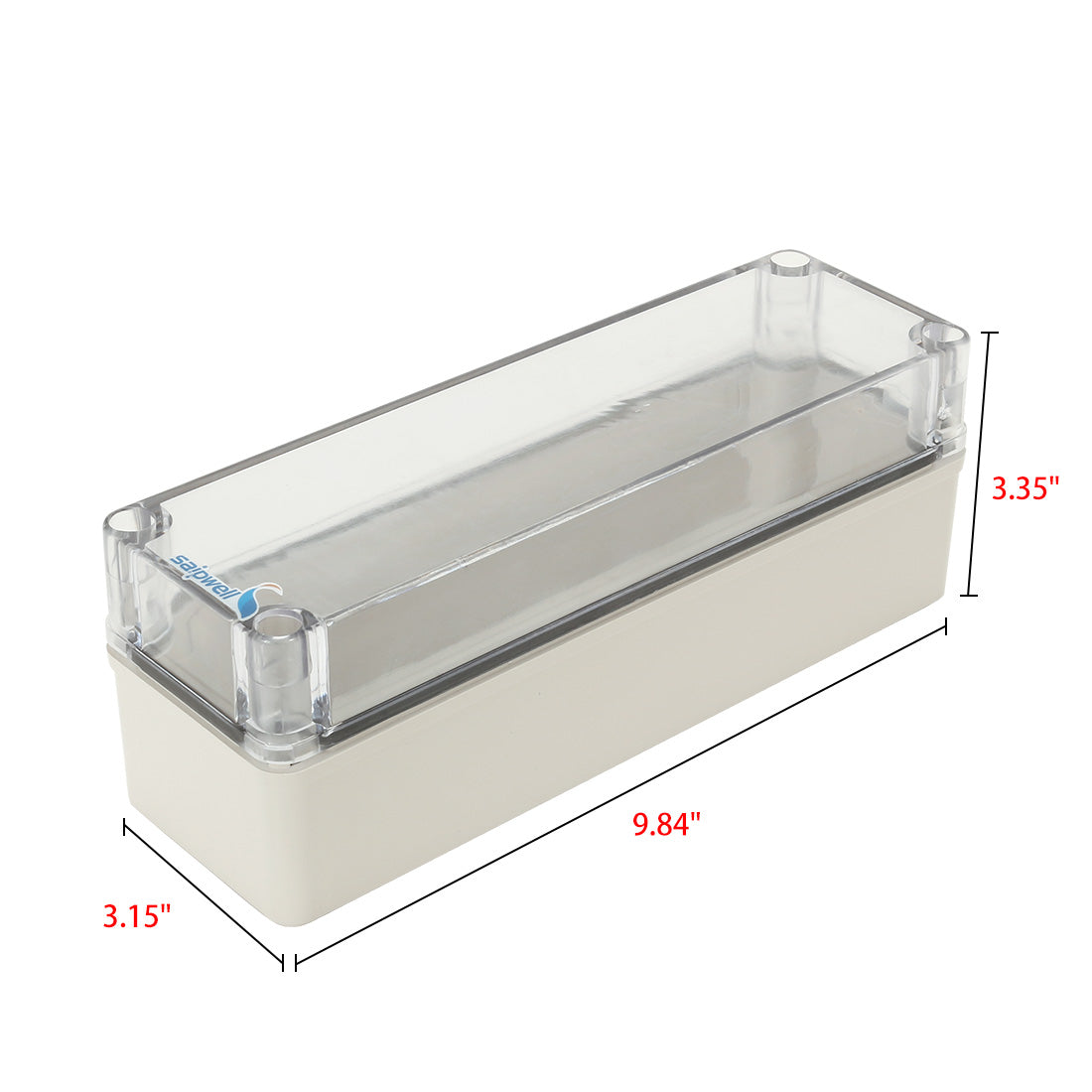 Harfington 3.15"x9.84"x3.35"(80mmx250mmx85mm) ABS Junction Box Universal Electric Project Enclosure w PC Transparent Cover