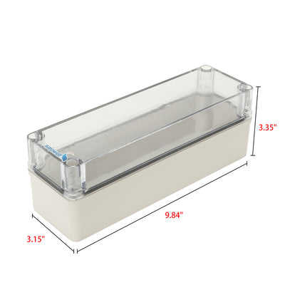 Harfington 3.15"x9.84"x3.35"(80mmx250mmx85mm) ABS Junction Box Universal Electric Project Enclosure w PC Transparent Cover
