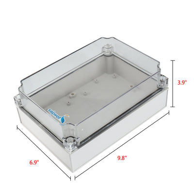 Harfington 6.9"x9.8"x3.9"(250mmx175mmx100mm) ABS Junction Box Universal Project Enclosure w PC Transparent Cover