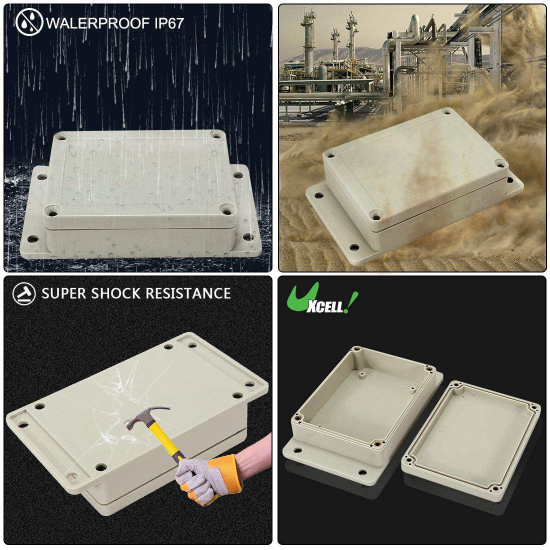 Harfington 4.53"x3.35"x1.37"(115mmx85mmx35mm) ABS Junction Box Universal Electric Project Enclosure w Fixed Ear