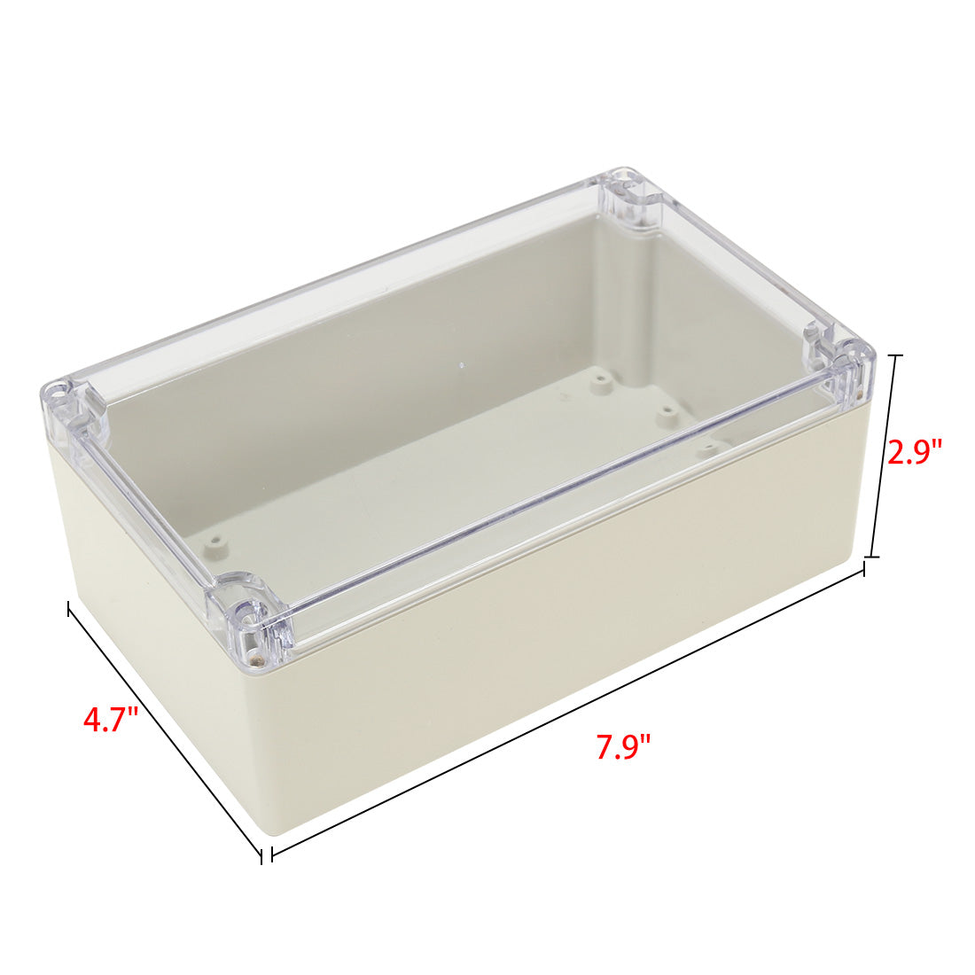 Harfington 7.9"x4.7"x2.9"(200mmx120mmx75mm) ABS Junction Box Universal Project Enclosure w PC Transparent Cover