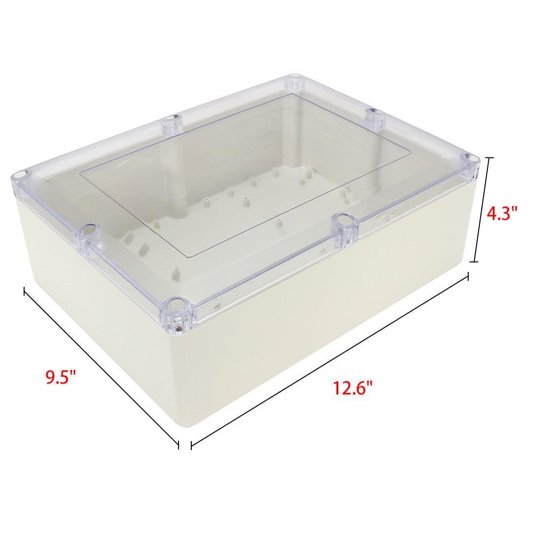 Harfington 12.6"x9.5"x4.3"(320mmx240mmx110mm) ABS Junction Box Universal Project Enclosure w PC Transparent Cover