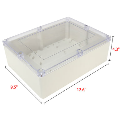 Harfington 12.6"x9.5"x4.3"(320mmx240mmx110mm) ABS Junction Box Universal Project Enclosure w PC Transparent Cover