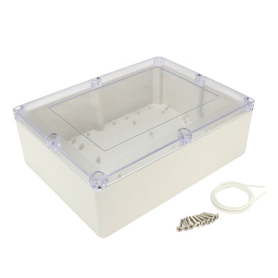 Harfington 12.6"x9.5"x4.3"(320mmx240mmx110mm) ABS Junction Box Universal Project Enclosure w PC Transparent Cover