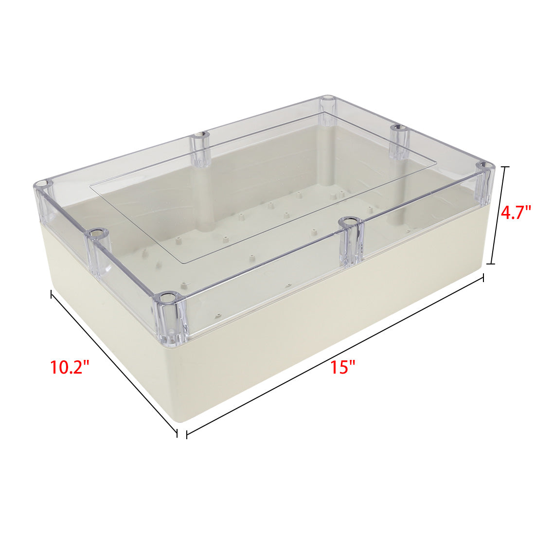 Harfington 15"x10.2"x4.7"(380mmx260mmx120mm) ABS Junction Box Universal Project Enclosure w PC Transparent Cover