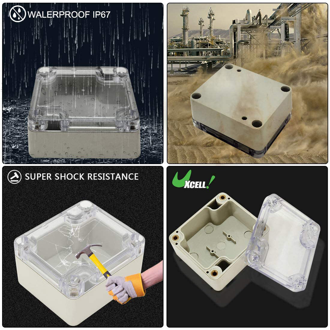 Harfington 15"x10.2"x4.7"(380mmx260mmx120mm) ABS Junction Box Universal Project Enclosure w PC Transparent Cover