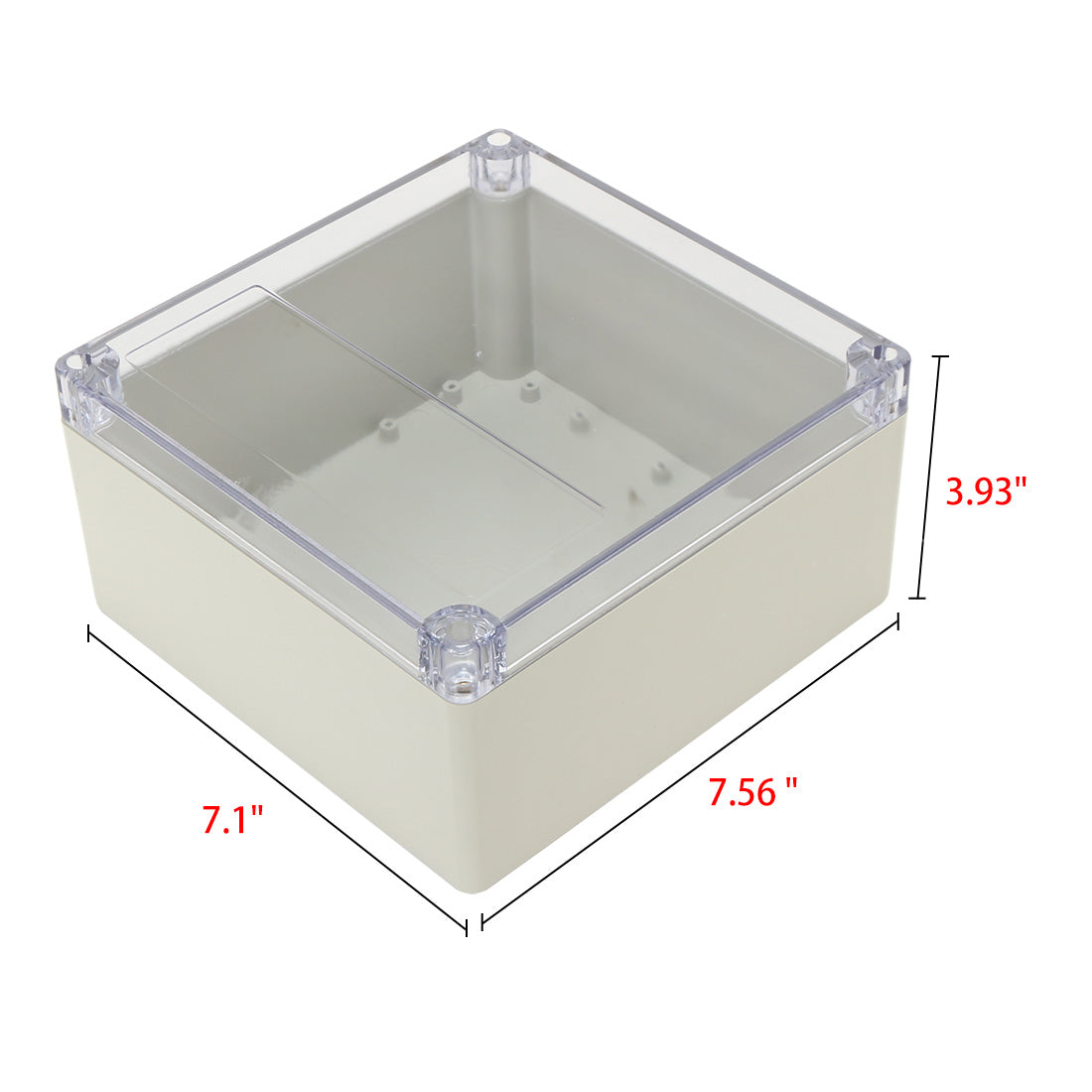 Harfington 7.56"x7.1"x3.93"(192mmx188mmx100mm) ABS Junction Box Electric Project Enclosure Clear