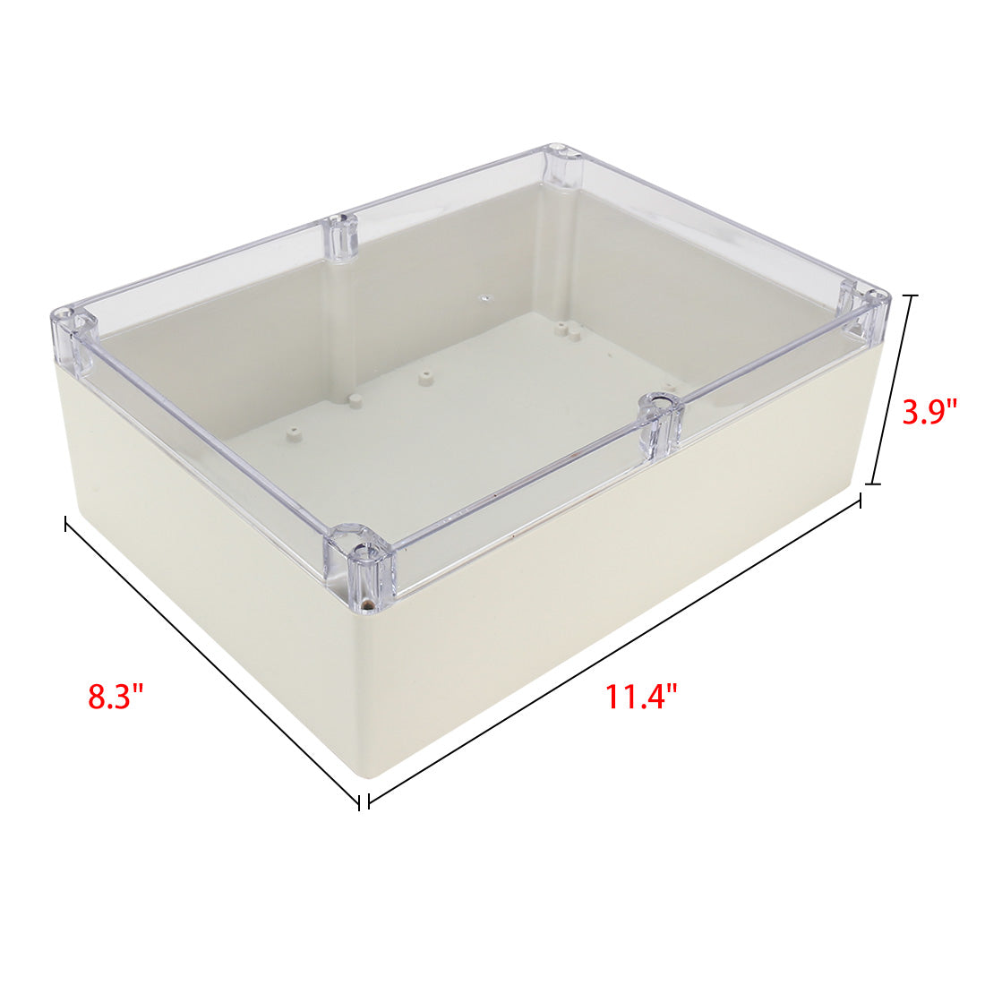 Harfington 11.4"x8.3"x3.9"(290mmx210mmx100mm) ABS Junction Box Universal Project Enclosure w PC Transparent Cover