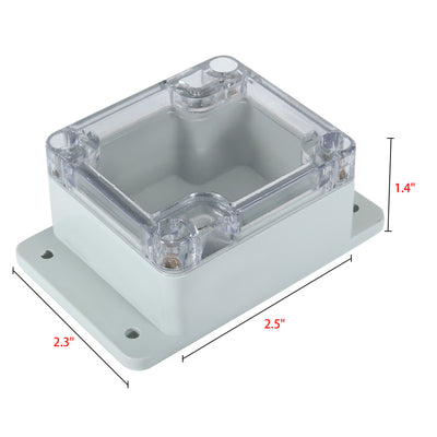 Harfington 2.5"x2.3"x1.4"(63mmx58mmx35mm) ABS Junction Box Universal Project Enclosure w PC Transparent Cover