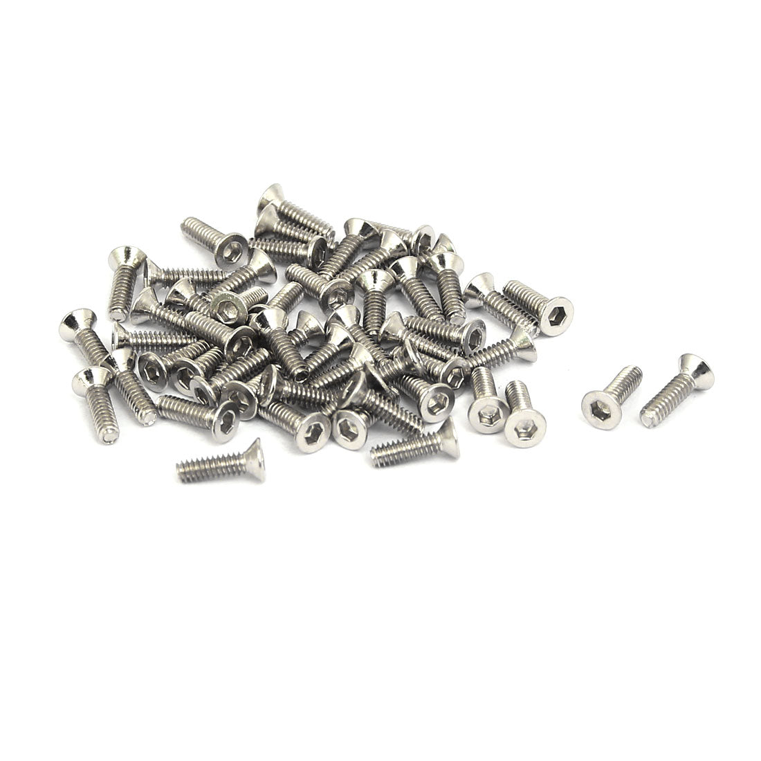 Harfington M1.6x6mm Grade 10.9 Countersunk Flat Head Hex Socket Cap Screw Silver Tone 50pcs