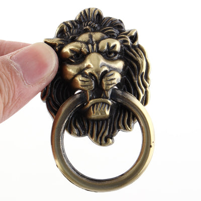 Harfington Metal Lion Head Design Drawer Cabinet Door Ring Pull Handle Bronze Tone 4pcs