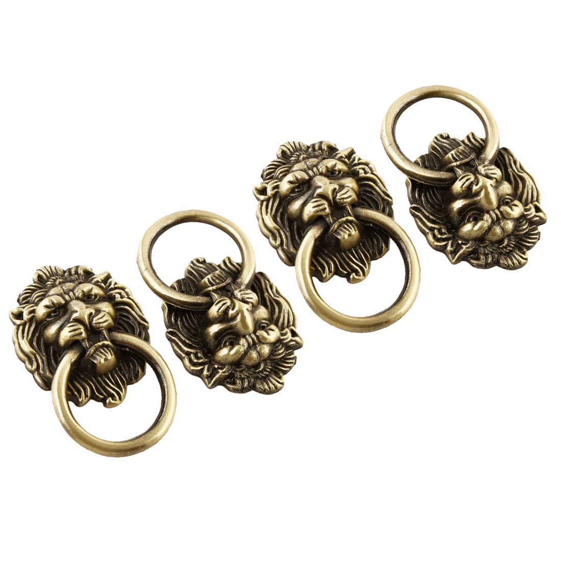 uxcell Metal Lion Head Design Drawer Cabinet Door Ring Pull Handle Bronze Tone 4pcs