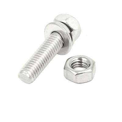 Harfington Uxcell M5x20mm 304 Stainless Steel Phillips Drive Hex Head Screw Nut w Washer 8 Sets
