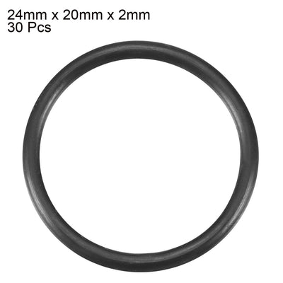Harfington Uxcell 30Pcs Black 24 x 2mm Industrial Flexible Rubber O Ring Oil Sealing Grommets