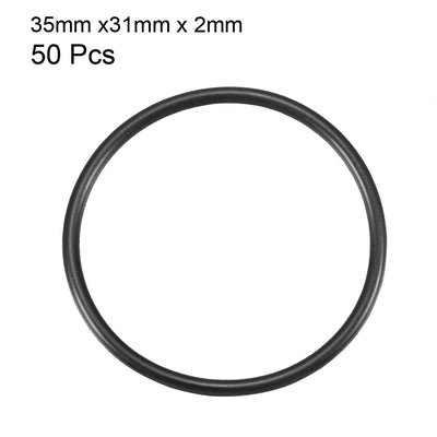 Harfington Uxcell 50Pcs Black 35 x 2mm Industrial Flexible Rubber O Ring Oil Sealing Grommets