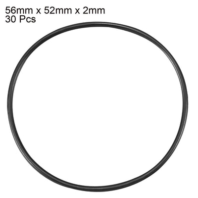 Harfington Uxcell 30 Pcs Black 56mm x 2mm Rubber Oil Resistant Sealing Ring O-type Grommets