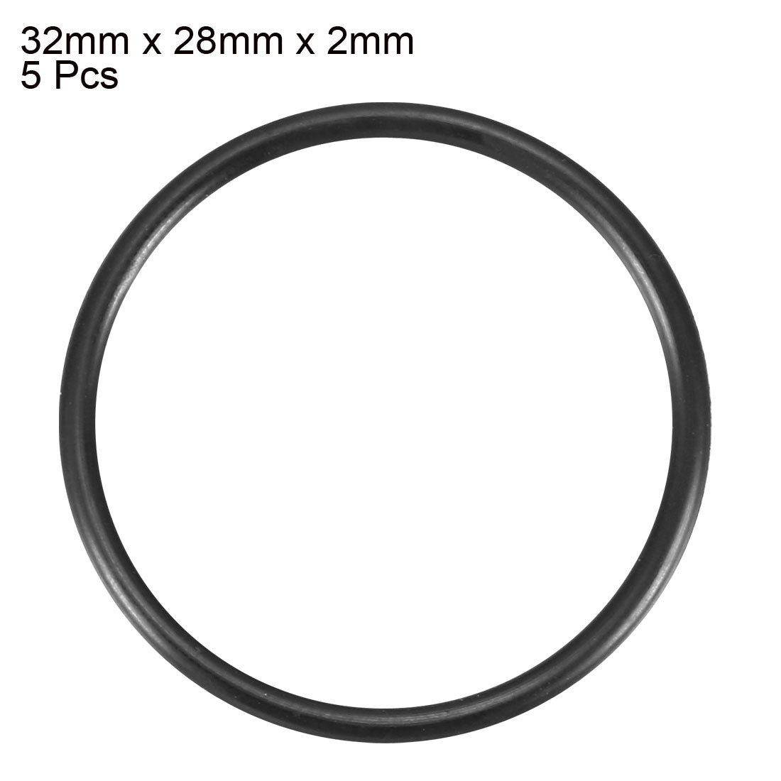 uxcell Uxcell 5Pcs Black 32 x 2mm Industrial Flexible Rubber O Ring Oil Sealing Grommets