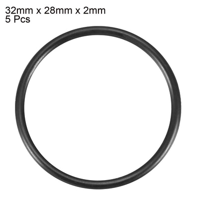 Harfington Uxcell 5Pcs Black 32 x 2mm Industrial Flexible Rubber O Ring Oil Sealing Grommets