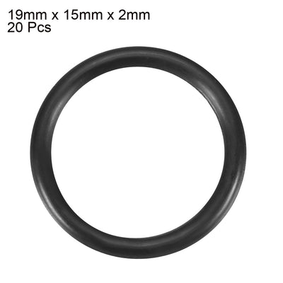 Harfington Uxcell 20Pcs Black 19 x 2mm Industrial Flexible Rubber O Ring Oil Sealing Grommets