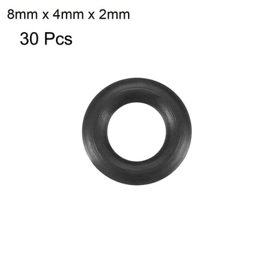 Harfington Uxcell 30 Pcs Black 8mm x 2mm Rubber Oil Resistant Sealing Ring O-shape Grommets