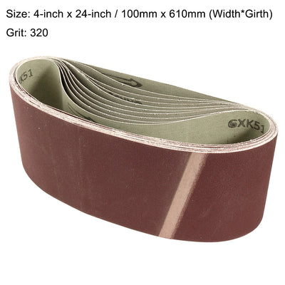 Harfington Uxcell 4-Inch x 24-Inch Aluminum Oxide Sanding Belt  Lapped Joint 10pcs