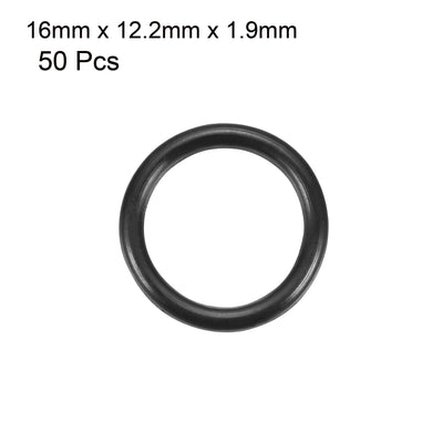 Harfington 50Pcs 16mm x 1.9mm Black Flexible Nitrile Rubber O Ring Oil Seal Washer Grommets