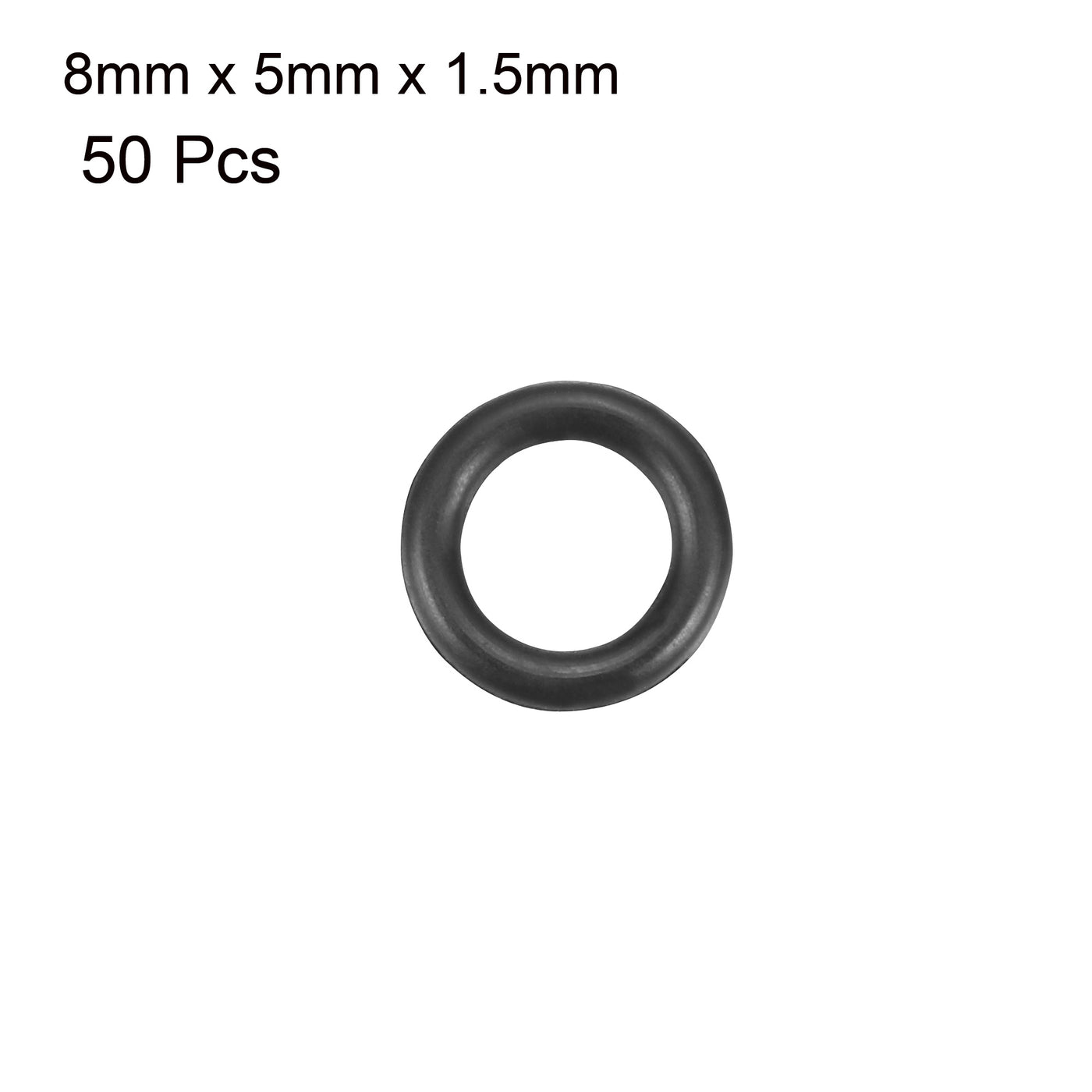uxcell Uxcell 50Pcs 8mm x 5mm x 1.5mm Black Flexible Nitrile Rubber O Ring Oil Seal Grommets