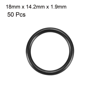 Harfington 50Pcs Black Round Nitrile Butadiene Rubber NBR O-Ring 18mm OD 1.9mm Width
