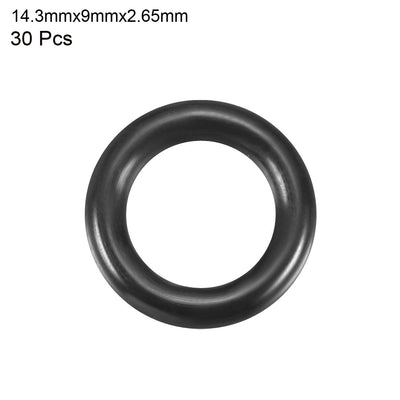Harfington 30Pcs Black Round Nitrile Butadiene Rubber NBR O-Ring 9mm Inner Dia 2.65mm Width